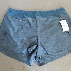 NEW Athleta 3X‎ Run With It Textured Short 3.5 Blue Grey Active Hike Swim Travel